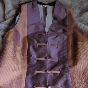 Light Purple and Peach 100% Thai Silk Vest - M/L